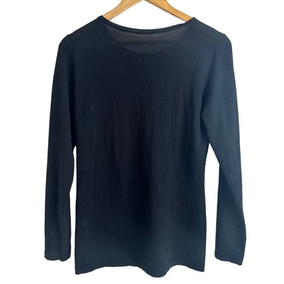 Cashmere Black Lightweight Long Sleeve Crewneck Sweater - Picture 2 of 4